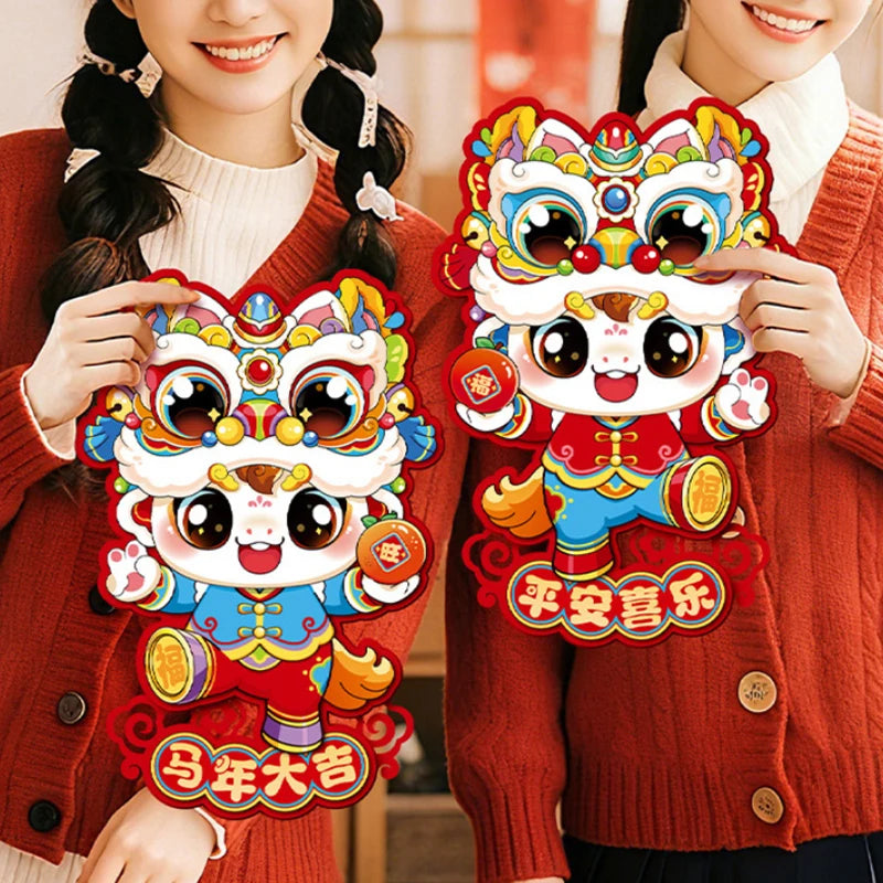 2026 Chinese New Year Zodiac Horse Door Decals – 1 Pair Wall Decal Sticker SPOT