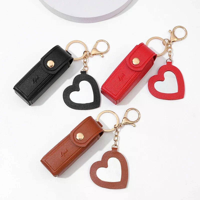 Lipstick Keychain Holder Bag with Mini Mirror – Portable Lipstick Keychain Bag SPOT