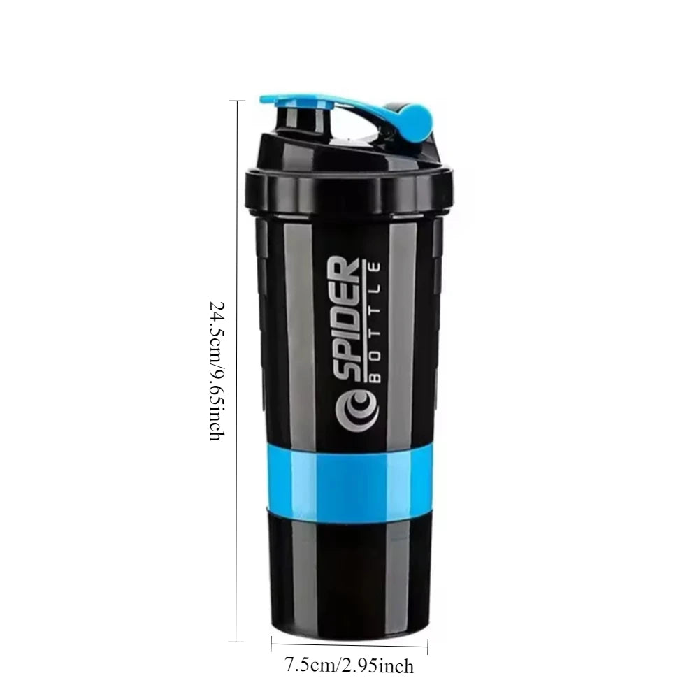 16oz 3-Layer Protein Shaker Bottle – Portable Gym Shake Cup Protein Shaker Bottle SPOT