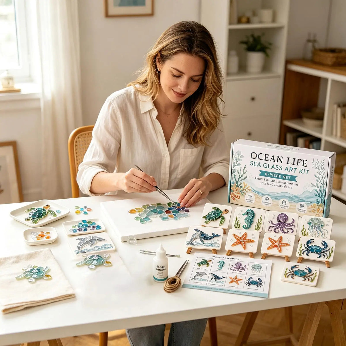 DIY Sea Glass Mosaic Art Kit – Ocean Animal Decor Set Mosaic Art Kit SPOT