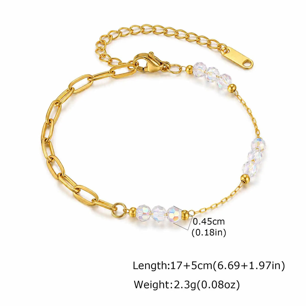 Colorful Zirconia Paperclip Chain Bracelet – Tarnish-Free Steel Chain Link Bracelet SPOT BR-3250G