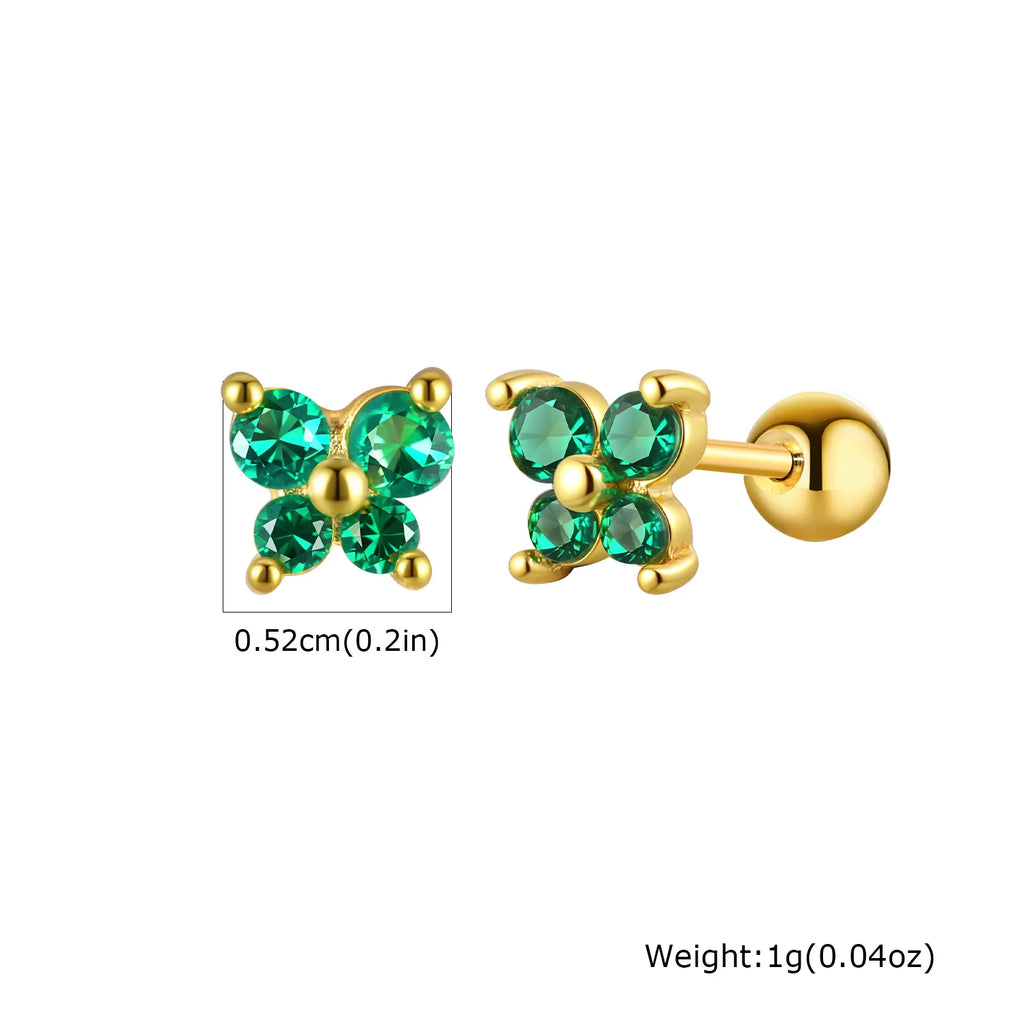 Emerald Green Zircon Heart Stud Earrings – 18K Gold Plated Steel Zirconia Stud Earrings SPOT ES-780G02