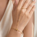 Layered Hand Chain Ring Bracelet – Lapis Lazuli & Turquoise Gold Chain Link Bracelet SPOT BR-3036G