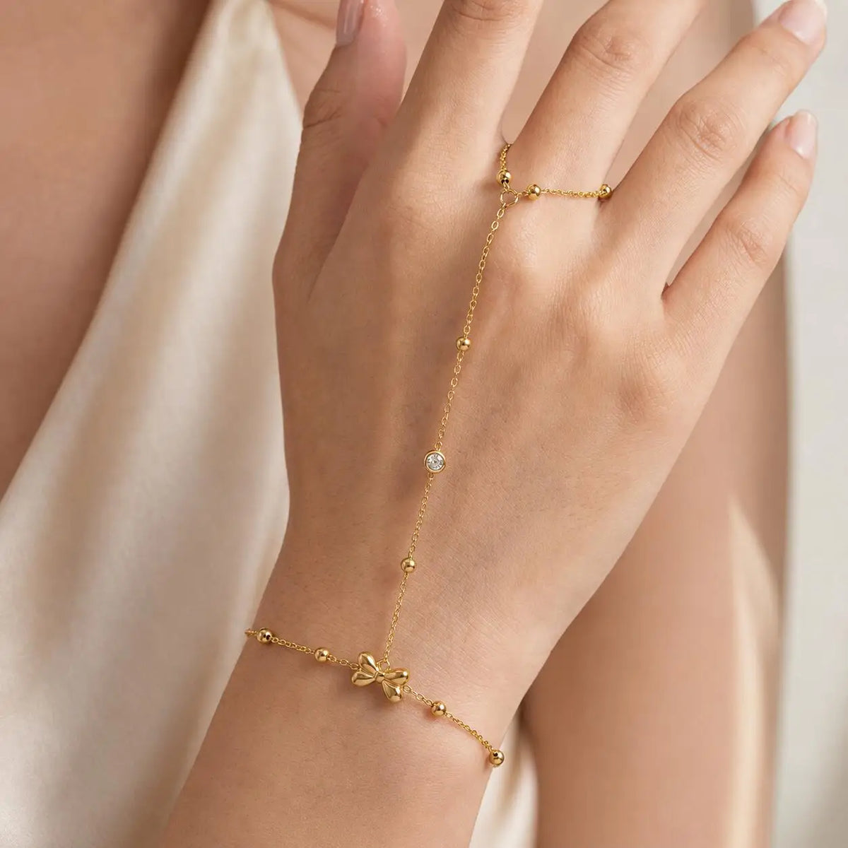 Layered Hand Chain Ring Bracelet – Lapis Lazuli & Turquoise Gold Chain Link Bracelet SPOT BR-3036G