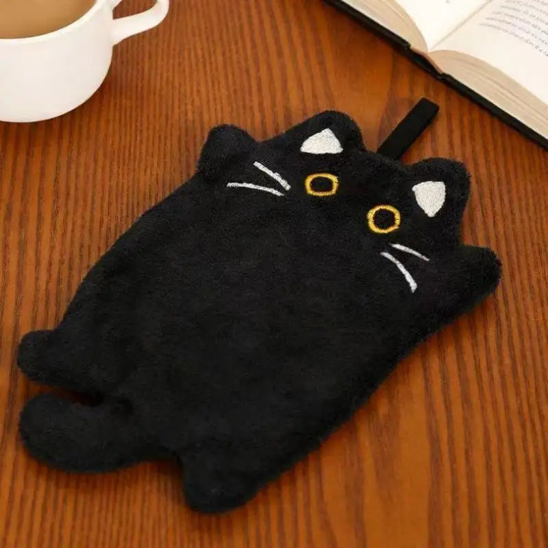 Cartoon Cat Coral Fleece Hand Towel – Soft & Absorbent Decorative Hand Towel SPOT