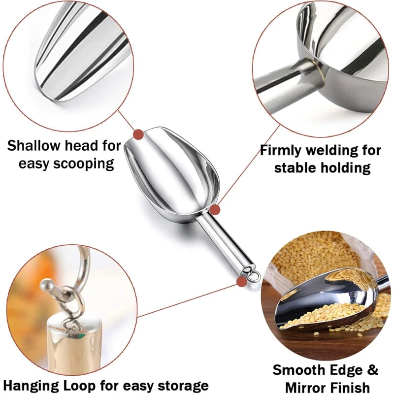 13-Inch Stainless Steel Food Scoop for Ice, Grain & Dry Goods Kitchen Food Scoop SPOT