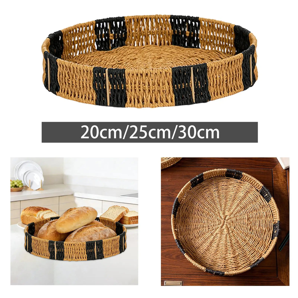 Woven Round Serving Tray – Handcrafted Paper Rope Basket Woven Serving Tray SPOT