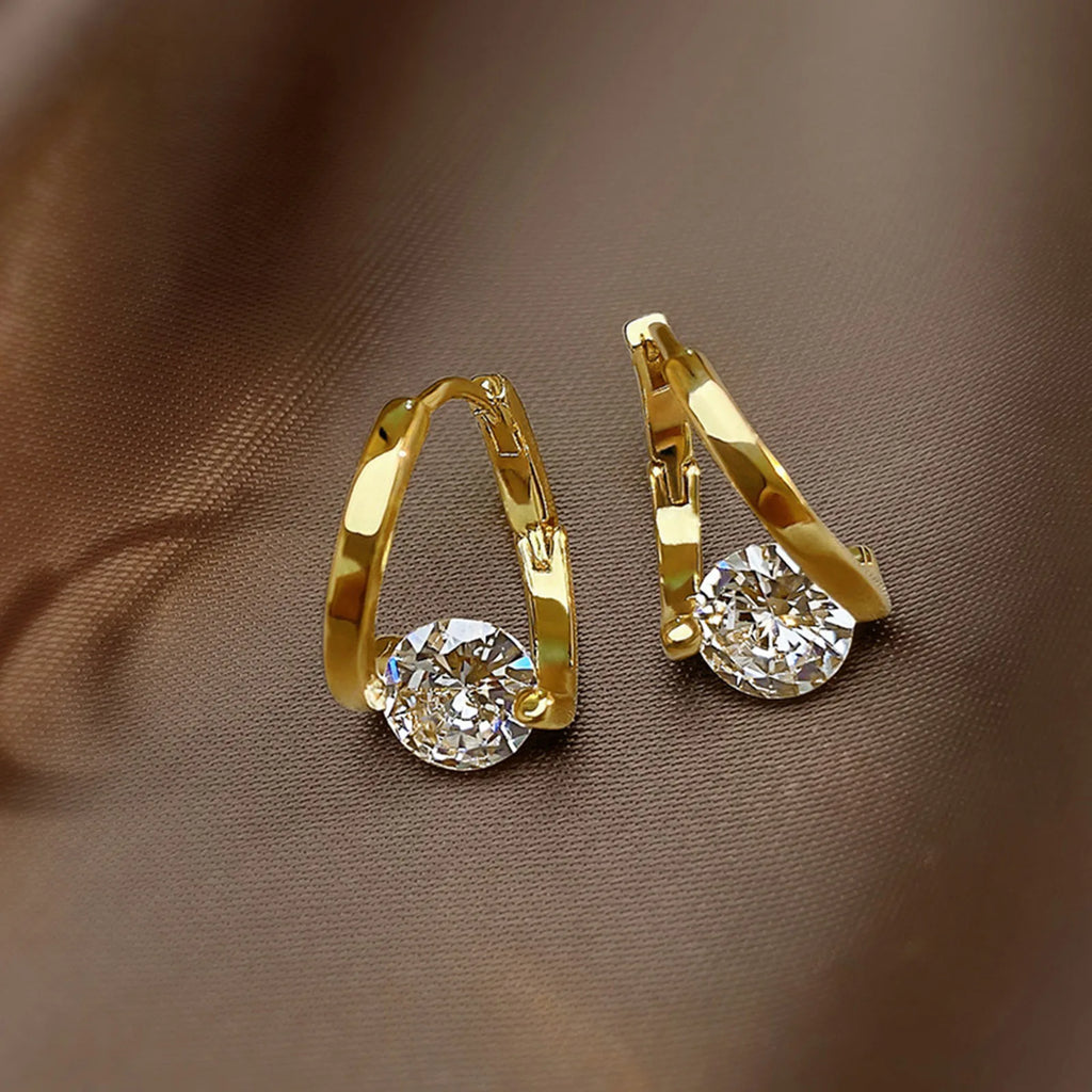 Cubic Zirconia Hoop Earrings – 14K Gold Plated Hypoallergenic Hoop Earrings SPOT Default Title