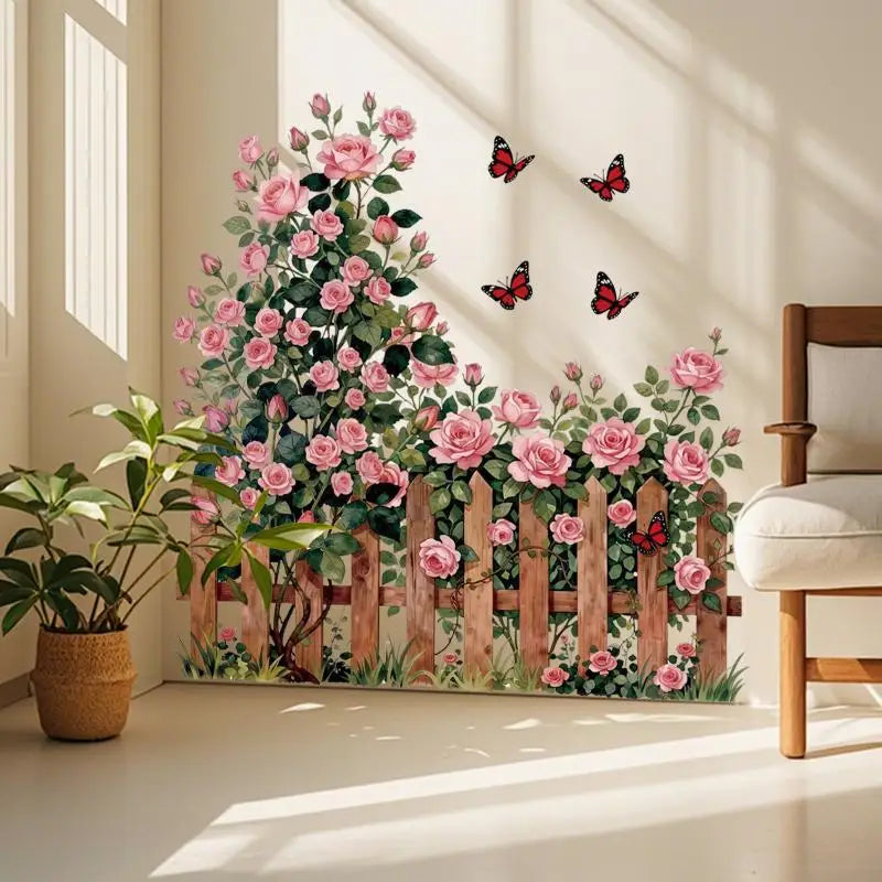 Rose Vine Wall Decals – Waterproof Self-Adhesive Floral Stickers Wall Decals SPOT