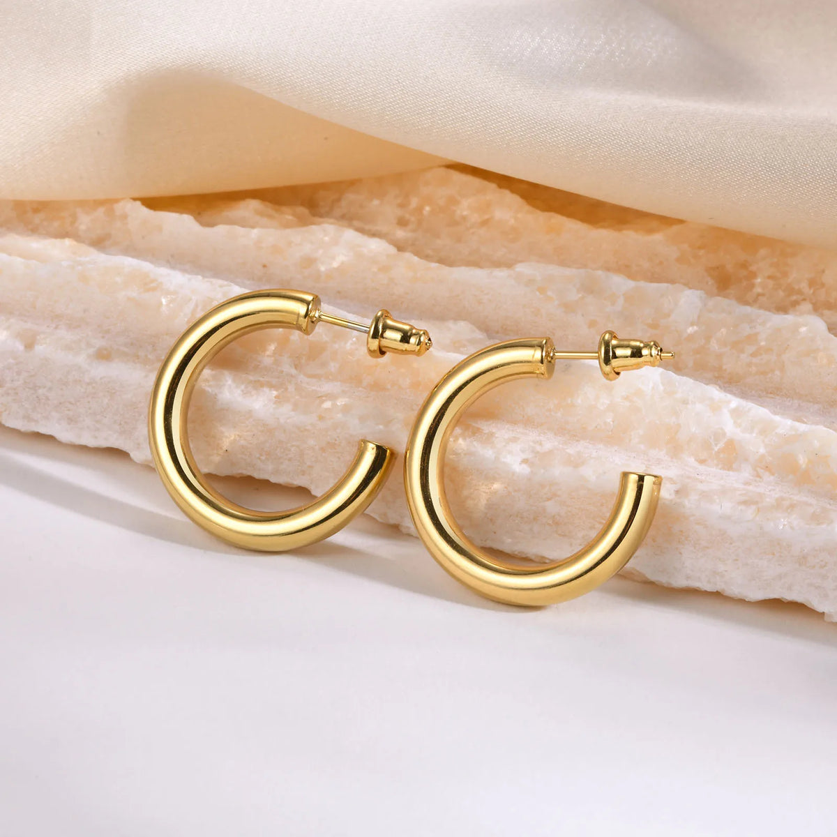 Gold Plated Open Hoop Earrings for Women – 25/42/63mm Hoop Earrings SPOT