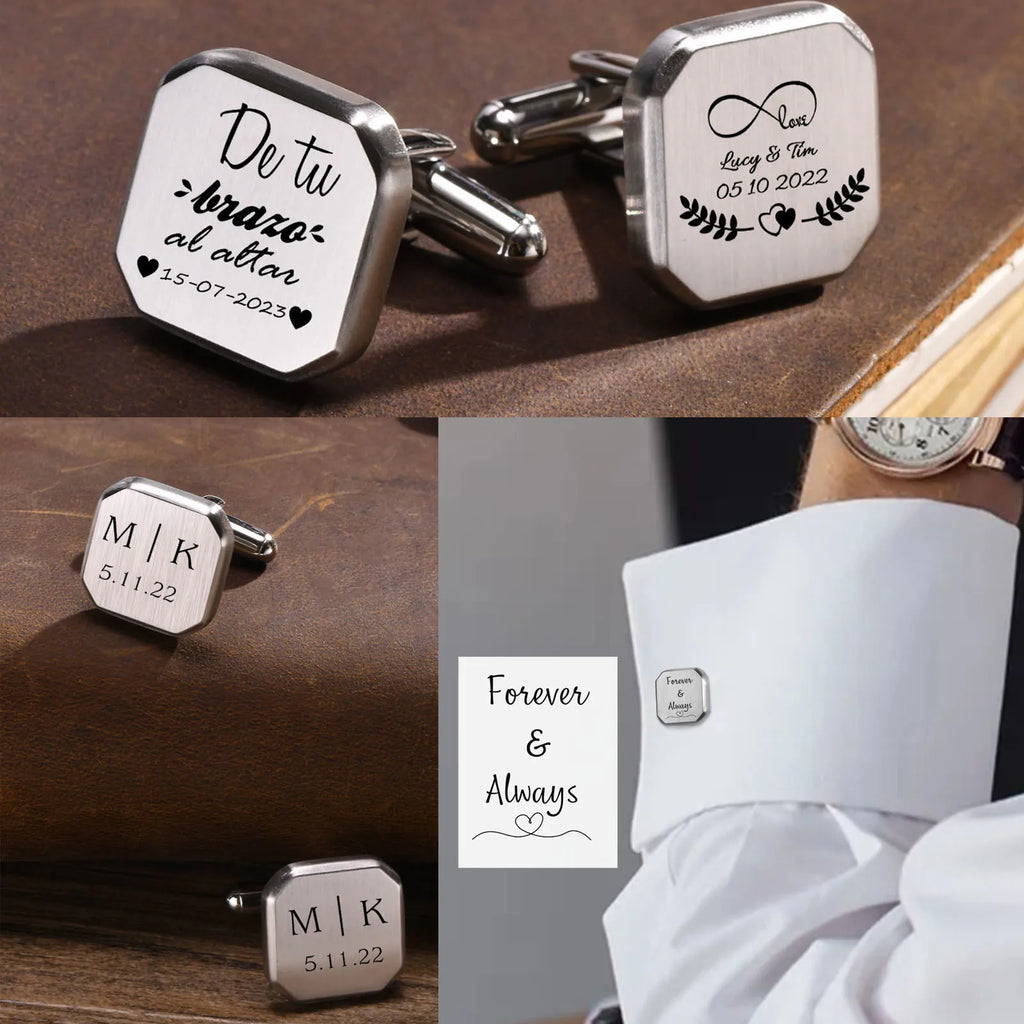 Personalized Engraved Cufflinks for Men – Custom Text & Logo Engraved Cufflinks SPOT