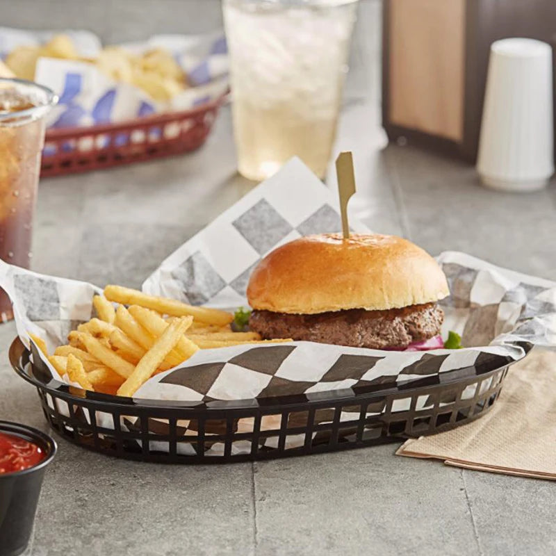 Plastic Fast Food Serving Basket – Fries, Burgers & Deli Tray Food Serving Basket SPOT