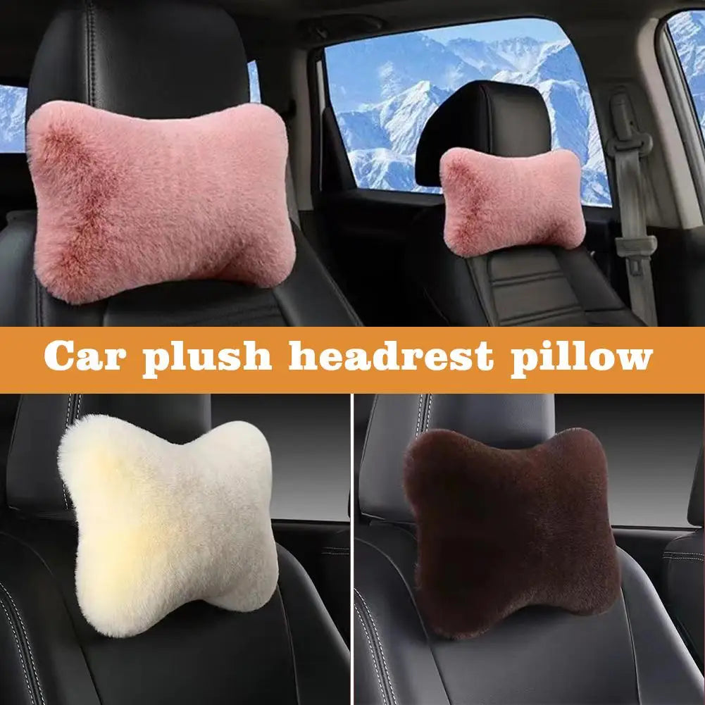 Plush Car Neck & Lumbar Pillow – Soft Universal Headrest Cushion Car Neck Pillow SPOT