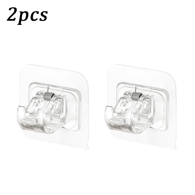 Self-Adhesive Curtain Rod Holders – No-Drill Wall Brackets Curtain Rod Bracket SPOT Transparent-2PCS
