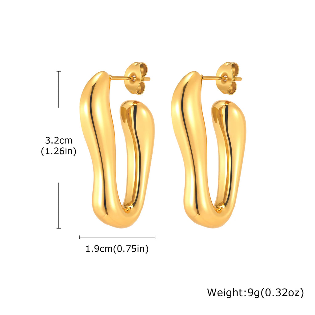 Geometric Gold Hoop Earrings – Stainless Steel, Non-Tarnish Hoop Earrings SPOT EH-866G