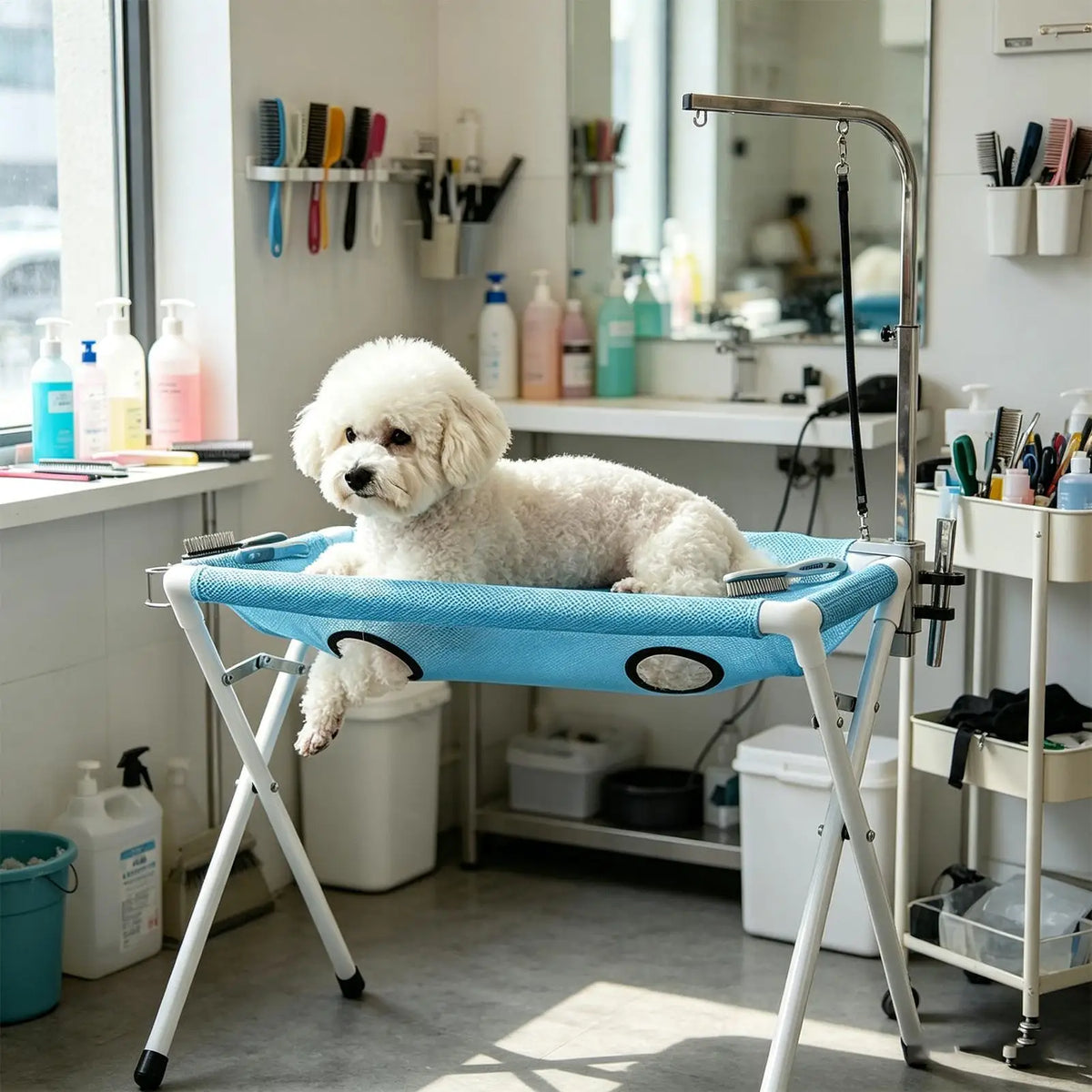 Portable Pet Grooming Hammock Stand – Foldable Dog & Cat Bath Pet Grooming Stand SPOT