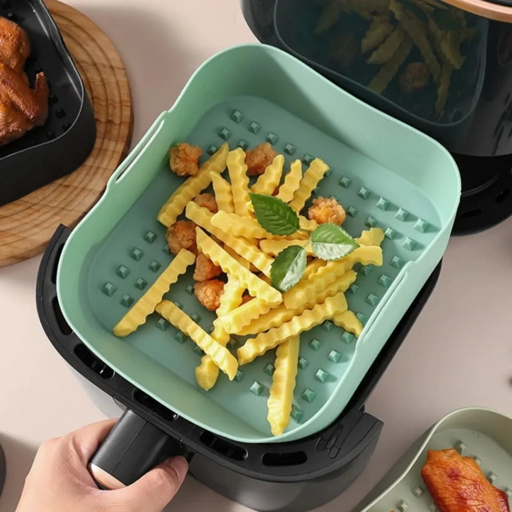 Square Silicone Air Fryer Liner – Reusable Non-Stick Basket Air Fryer Liner SPOT