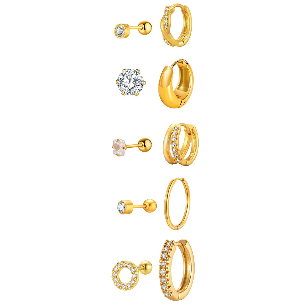 Geometric Huggie Hoop Earrings – Hypoallergenic CZ 2-Pack Huggie Hoop Earrings SPOT