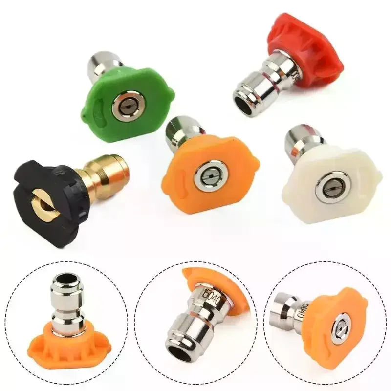 5-Pack Pressure Washer Nozzle Tips – 5 Spray Angles Steel Pressure Washer Nozzles SPOT