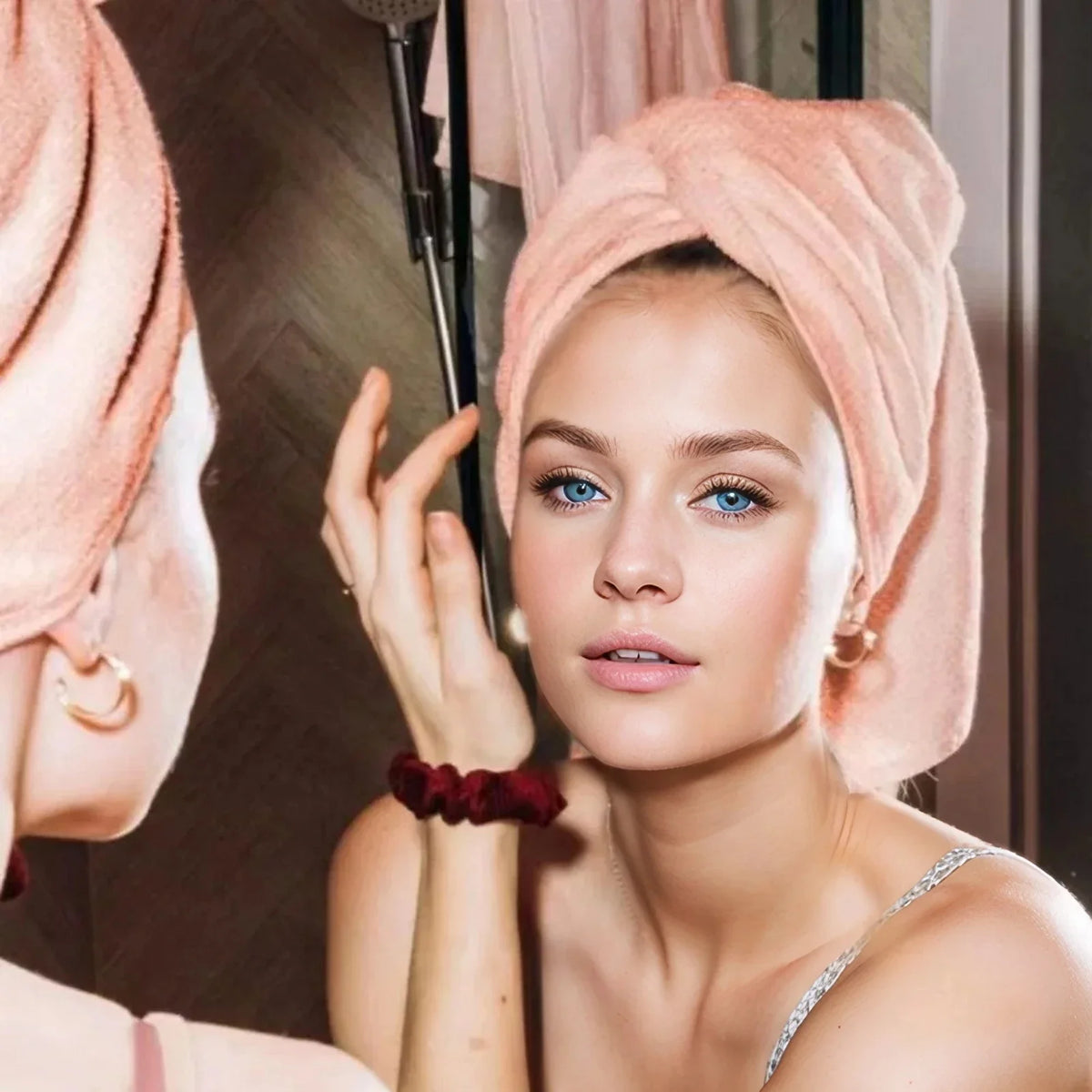 Large Microfiber Hair Towel Wrap with Elastic Loop – 60×100cm Microfiber Hair Towel SPOT