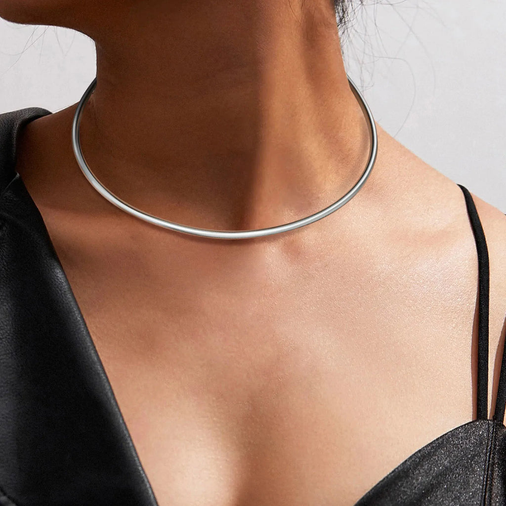 Meaeguet Adjustable Stainless Steel Choker Neck Cuff Necklace Choker Necklace SPOT