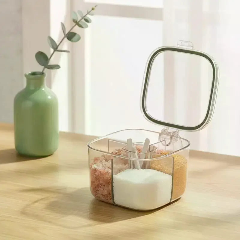 Multi-Compartment Airtight Seasoning Storage Box & Spoons Spice Storage Container SPOT