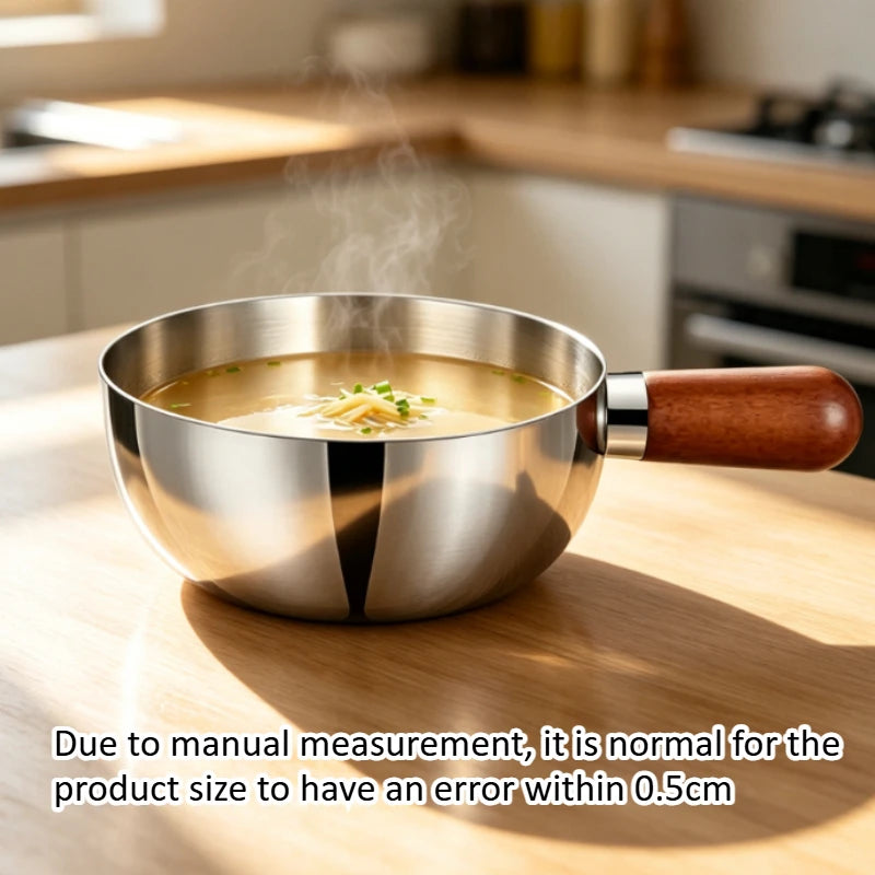 Stainless Steel Mini Saucepan with Wooden Handle | Ramen Pot Mini Saucepan SPOT 16.5cm