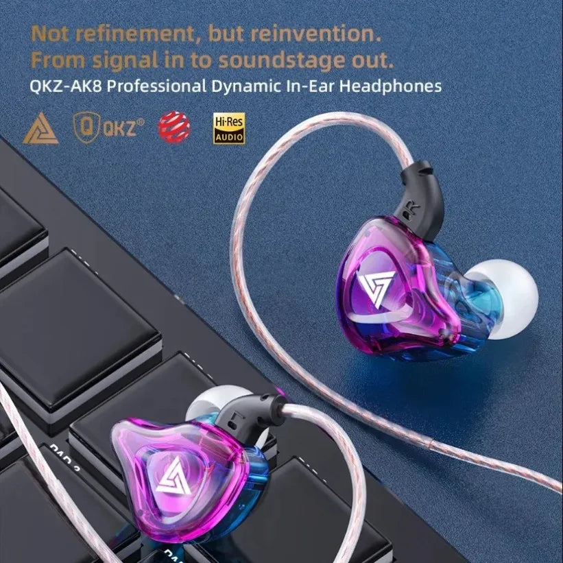 QKZ-AK8 Hi-Res Wired Earphones – 10mm OFC Cable & Mic Wired In-Ear Earphones SPOT