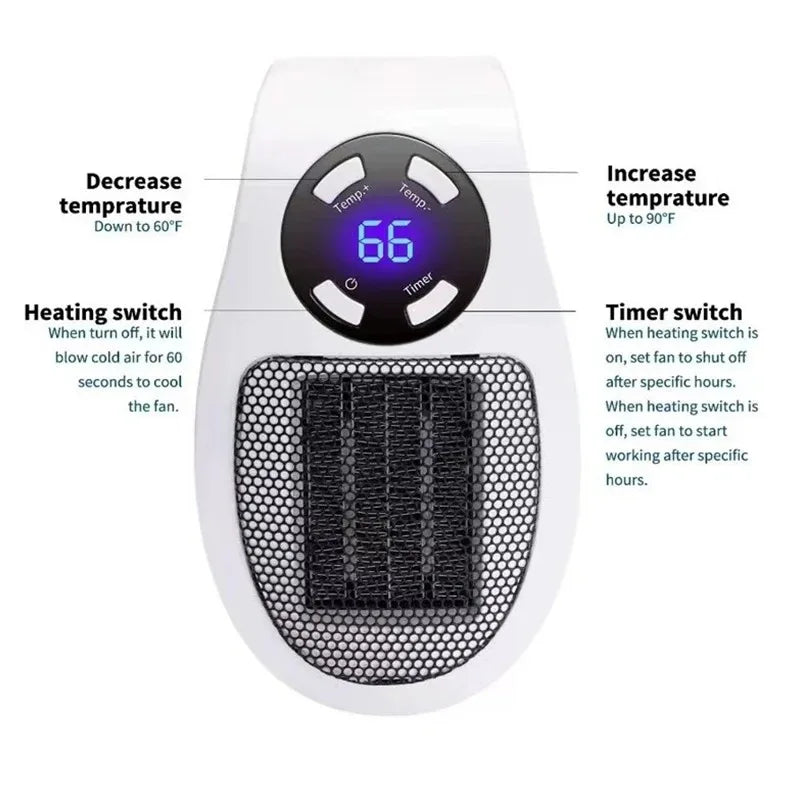 NOCCLILI Mini Plug-In Wall Heater with Remote Control Mini Wall Heater SPOT