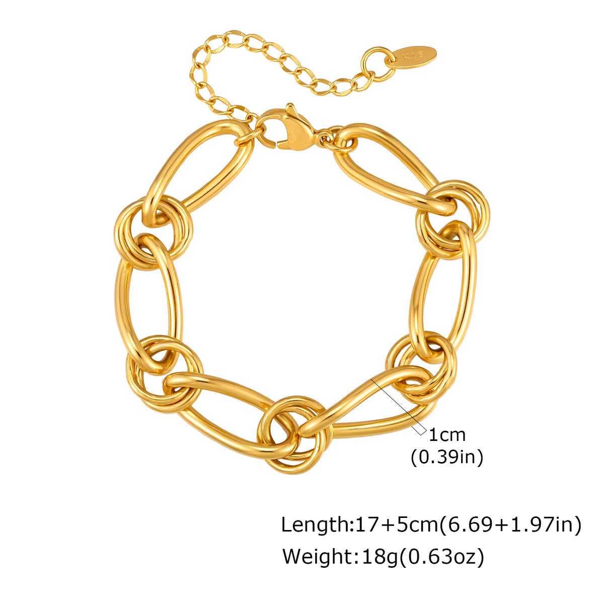 Chunky Geometric Link Bracelet – 18K Gold Plated Adjustable Chain Link Bracelet SPOT BR-3216G