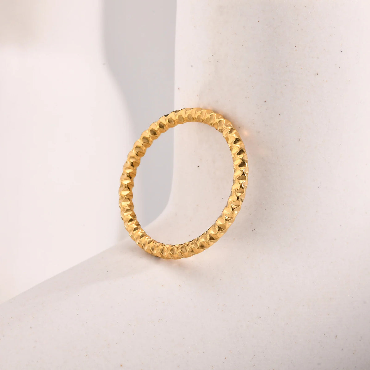Hammered 18K Gold Plated Stacking Ring – 2mm Midi Knuckle Stacking Ring SPOT