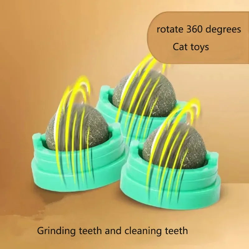 KEMORELA Catnip Wall Stick-On Ball Toy – Natural Cat Grass Treat Cat Catnip Toy SPOT