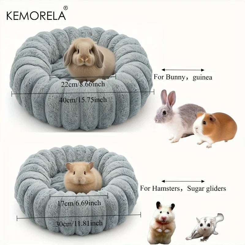 Plush Round Pet Bed – Washable Soft Nest for Rabbits & Hamsters Small Animal Pet Bed SPOT