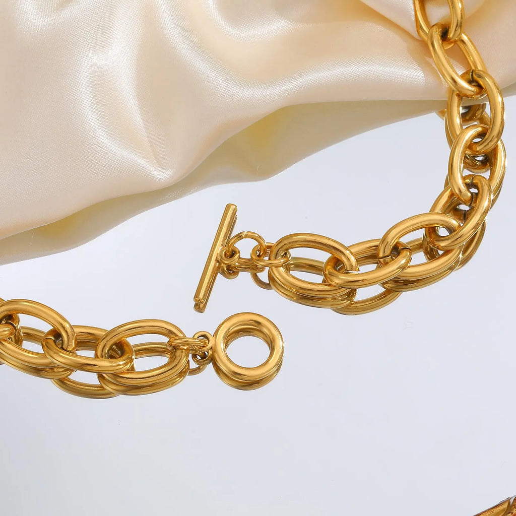 Chunky Toggle Necklace – 18K Gold Plated Oval Link Chain Chain Necklace SPOT