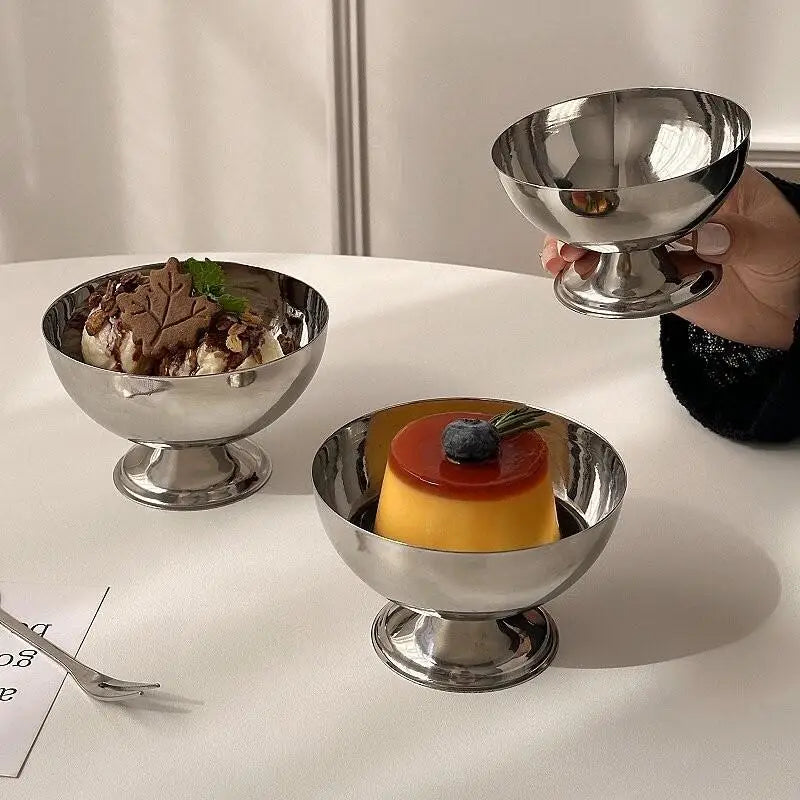 Stainless Steel Pedestal Dessert Bowl – Ice Cream Serving Cup Dessert Serving Bowl SPOT