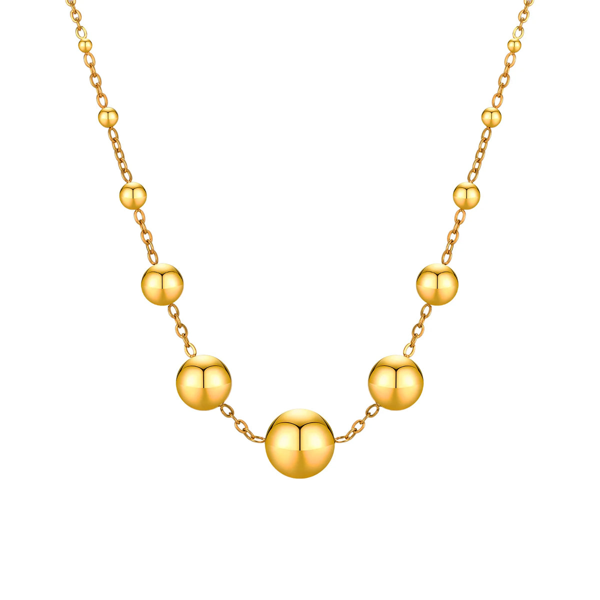 Meaeguet Bead Ball Choker Necklace – 316L Stainless Steel Gold Choker Necklace SPOT Default Title