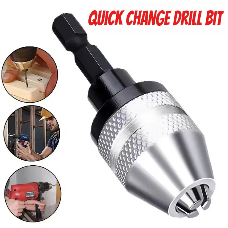 Keyless Mini Drill Chuck 1/4" Hex Shank Quick-Change Adapter Drill Chuck Adapter SPOT