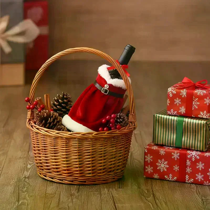 Christmas Velvet Wine Bottle Cover – Santa Festive Decor Holiday Bottle Cover SPOT