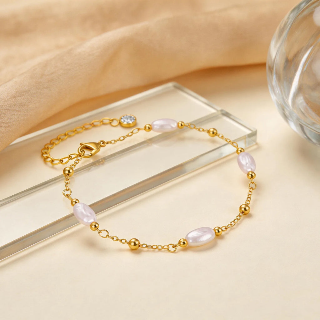 Pearl Beaded Anklet for Women – Waterproof Adjustable Boho Pearl Anklet SPOT
