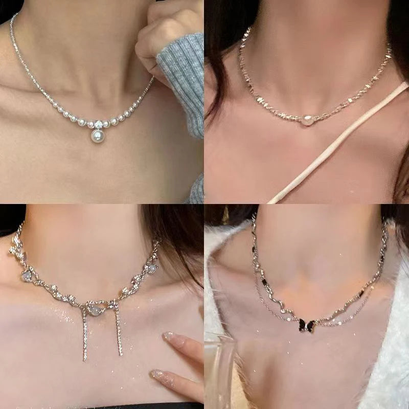 Pearl Tassel Choker Necklace – Minimalist Chain for Women Choker Necklace SPOT