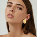 Meaeguet Matte Oval Stud Earrings – Stainless Steel, Gold Stud Earrings SPOT Gold Color