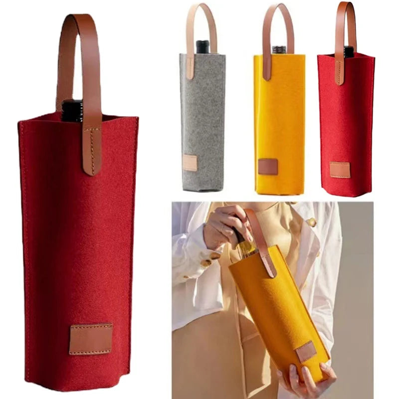 Felt Single Bottle Wine Tote Bag – Insulated Padded Carrier Wine Bottle Tote SPOT