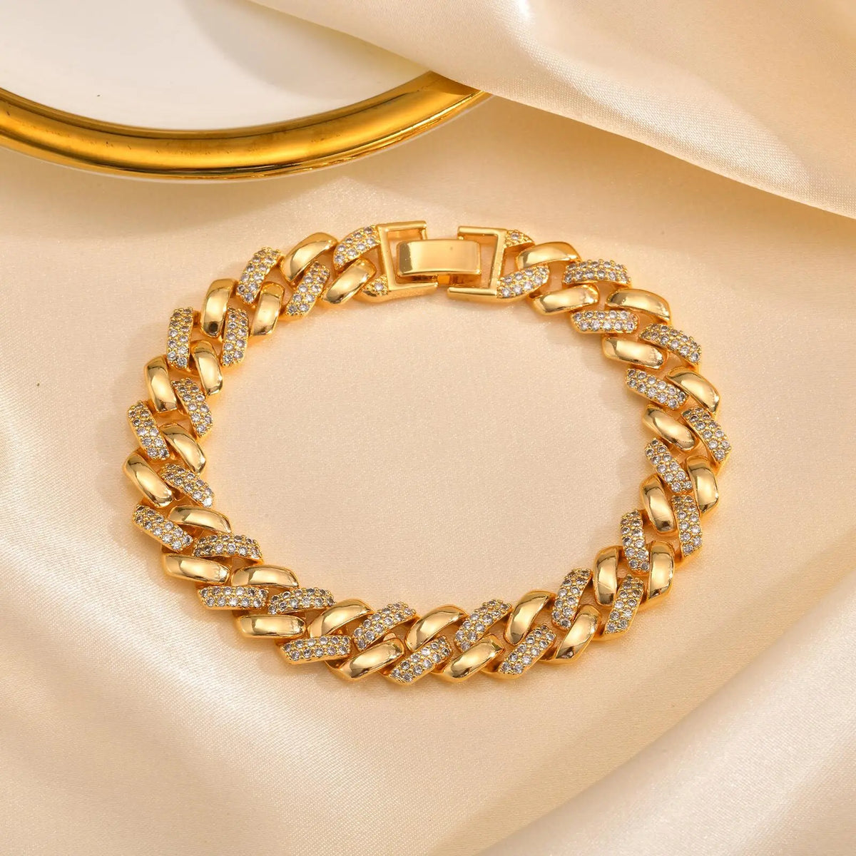 Meaeguet Zirconia Chunky Link Chain Bracelet for Women – Gold Link Chain Bracelet SPOT