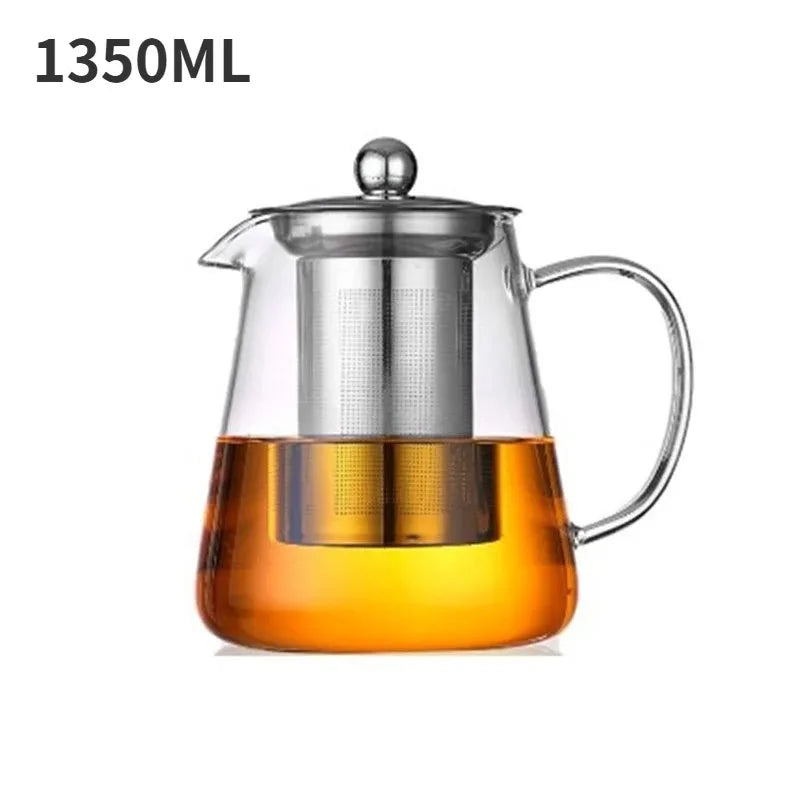 Borosilicate Glass Teapot with Stainless Steel Infuser 1L Glass Teapot SPOT 1350ml