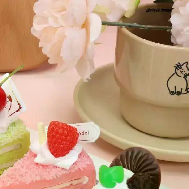 Realistic Cake Slice Keychain – PU Fruit Topping Bag Charm Novelty Keychain SPOT