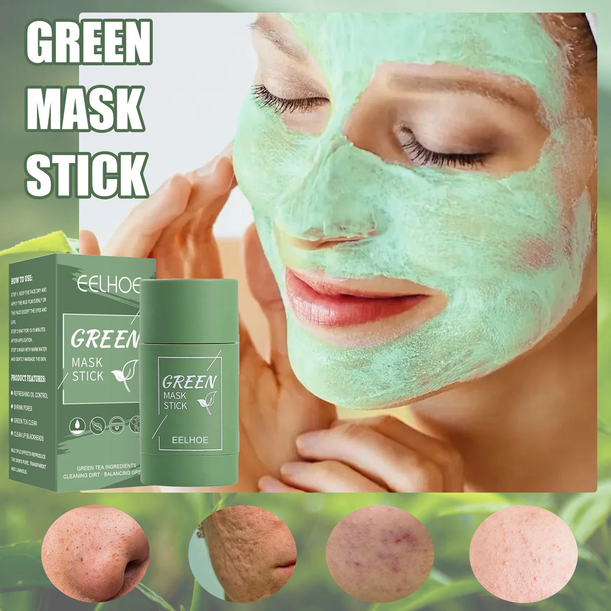 Eelhoe Green Tea Solid Face Mask Stick – Cleanse & Moisturize Face Mask Stick SPOT