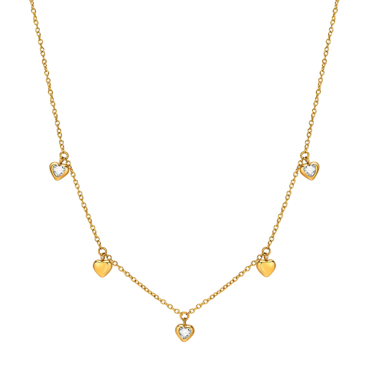 Cubic Zirconia Heart Pendant Necklace – Gold Stainless Steel Pendant Necklace SPOT Default Title