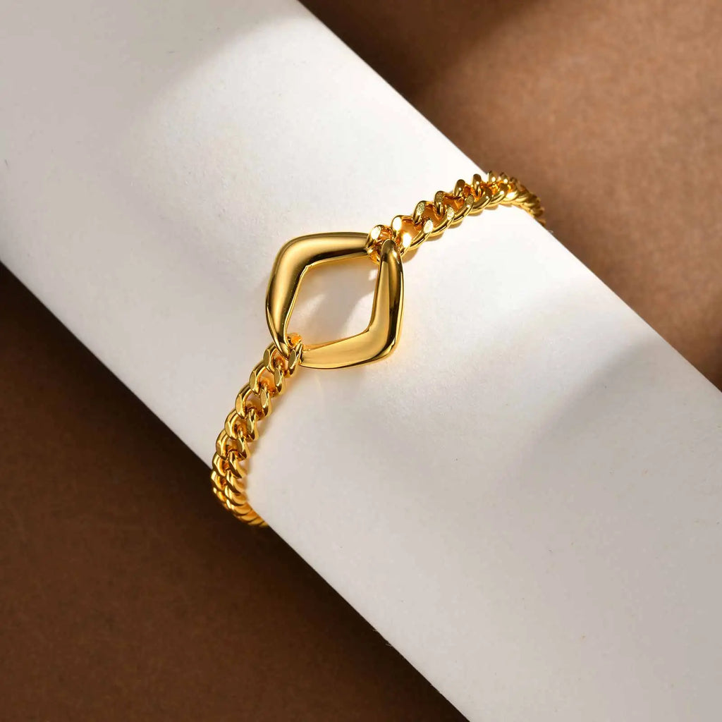 Minimalist Cuban Chain Bracelet – Gold Stainless Steel Women Chain Link Bracelet SPOT
