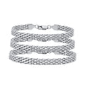 6mm Mesh Chain Bracelet – 18K Gold Plated Stainless Steel Chain Link Bracelet SPOT Silver Color Chain 21cm(8.27inch)