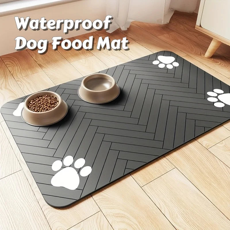 Waterproof Non-Slip Dog Food Mat – Absorbent Feeding Tray S/M Pet Feeding Mat SPOT